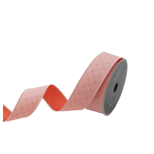 1.5” x 10yd Farrisilk Pink Lattice Wired Ribbon – Valentine’s Day Craft & Gift Bow Ribbon