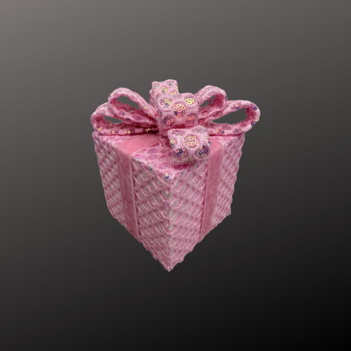 Pink Sequin Gift Box Decor with Velvet Bow | Christmas & Party Display-86355PK Liberty Floral