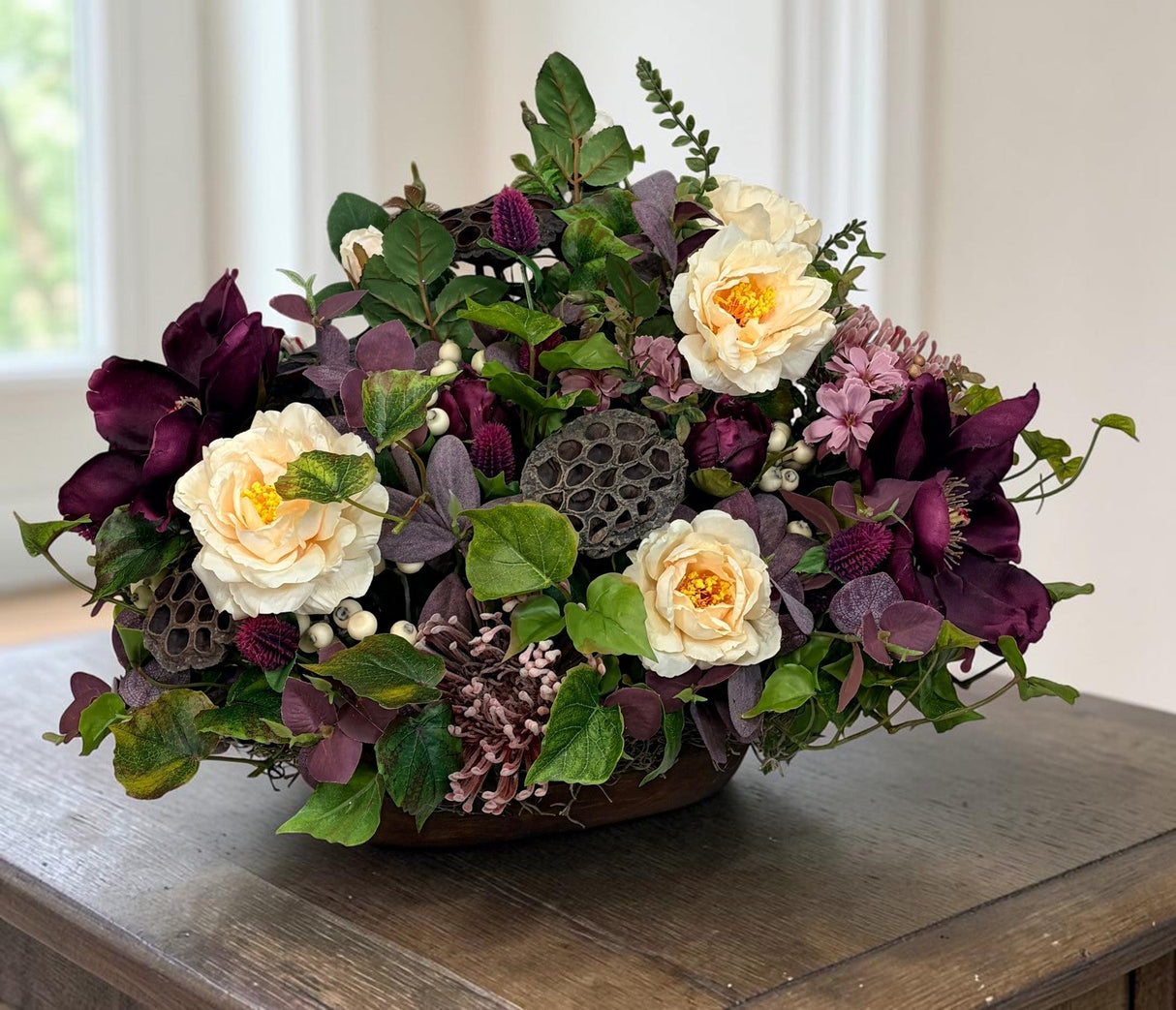 Moody Fall Centerpiece in Wooden Dough Bowl for Table Decor TCT Crafts