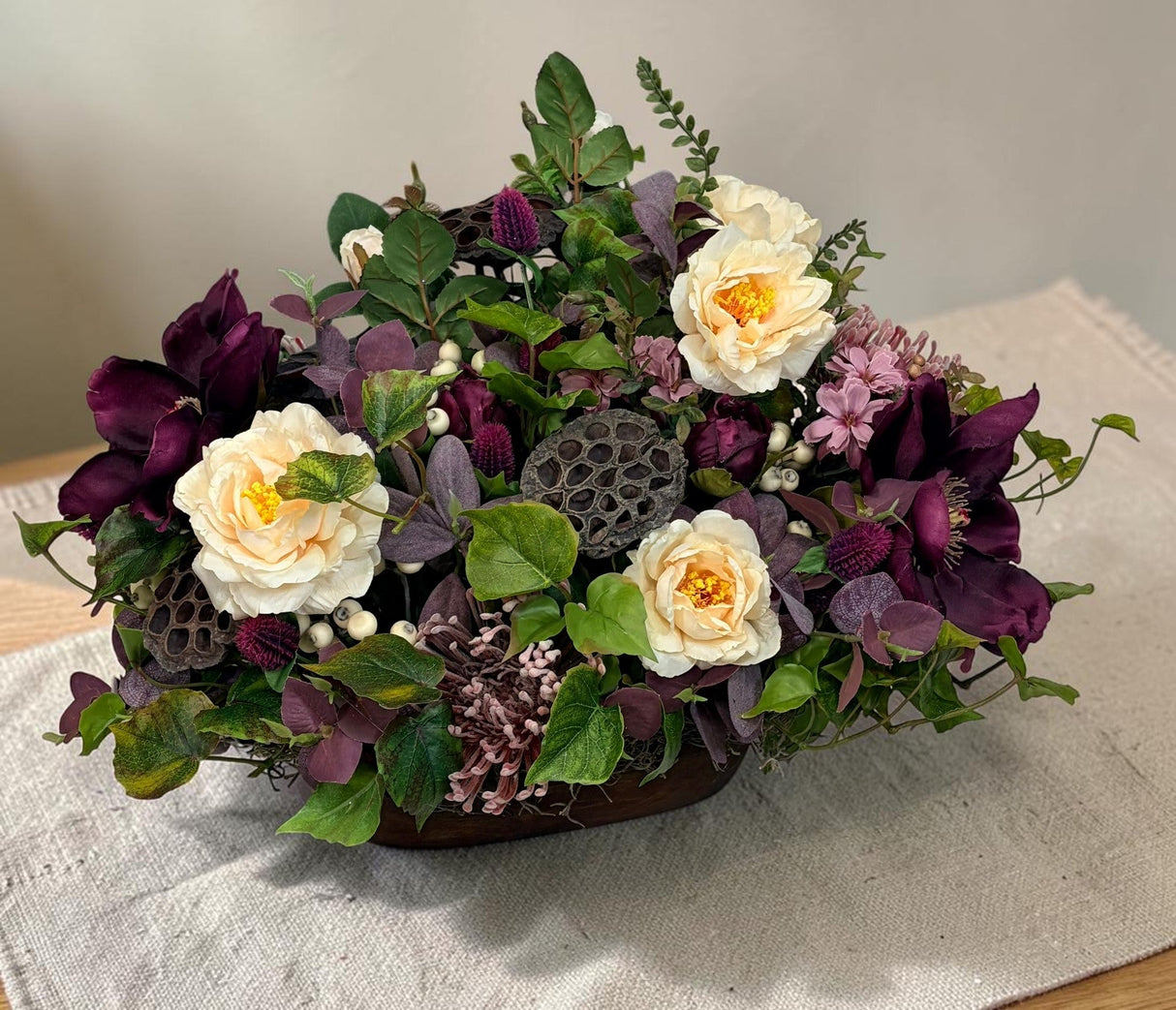 Moody Fall Centerpiece in Wooden Dough Bowl for Table Decor TCT Crafts