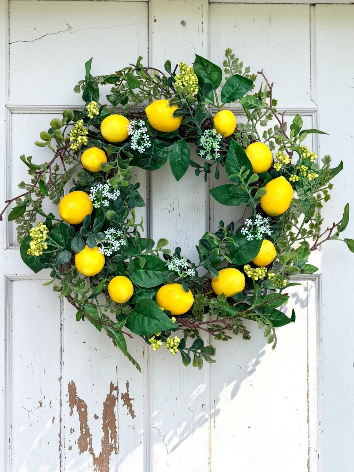 18 Inch Lemon Wreath for Storm Door Kitchen Cabinet and Summer Decor Sims Pottery