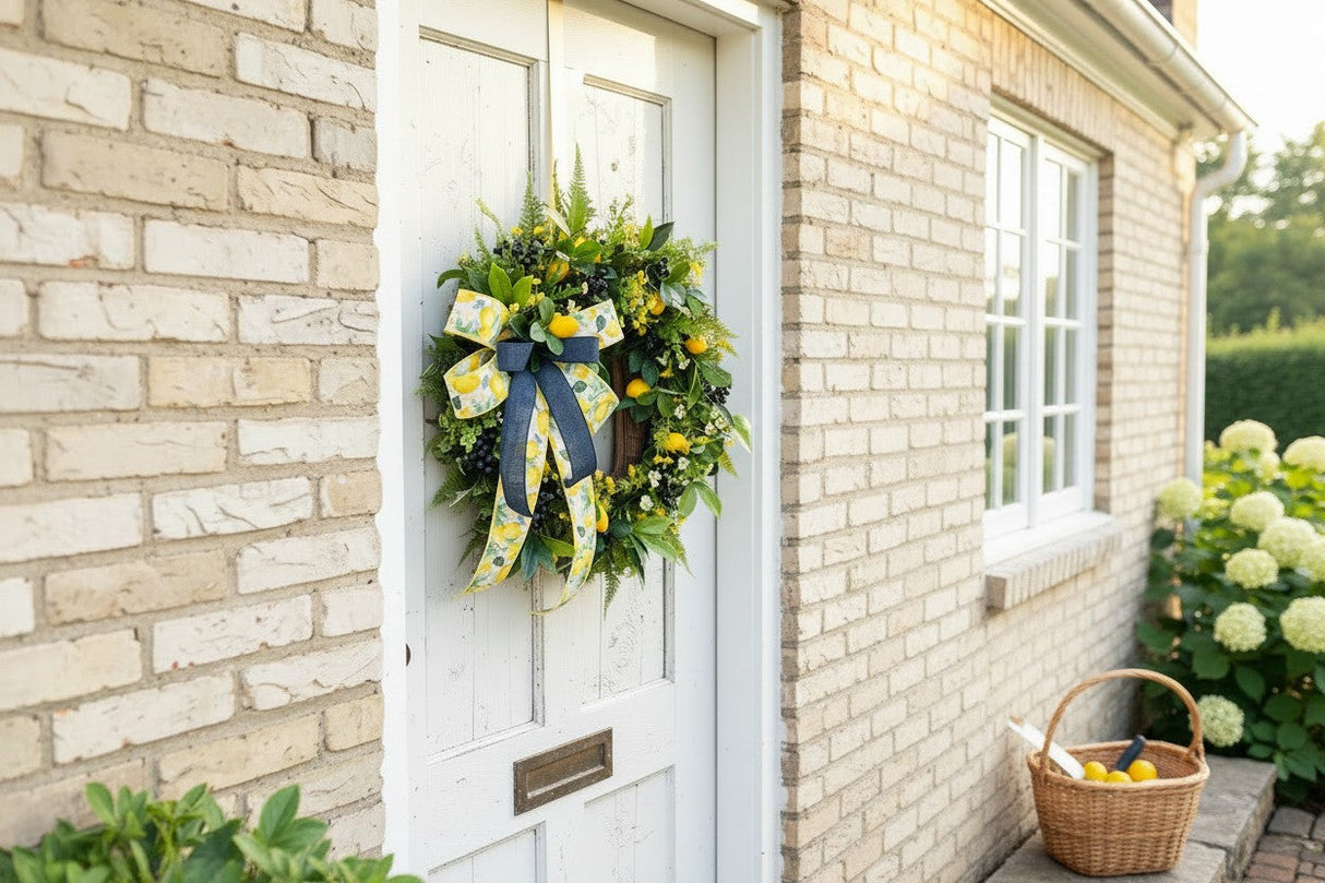 Summer Lemon and Blueberry Wreath – 26" Front Door Decor TCT Crafts