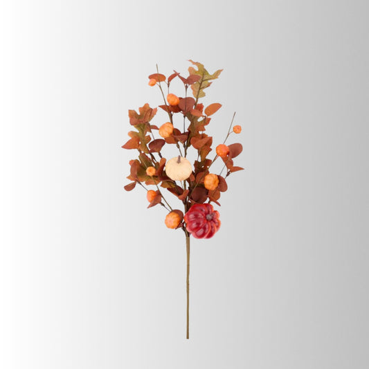 Pumpkin Eucalyptus Fall Spray 28 Inch Floral Stem-HA1764 TCTCrafts