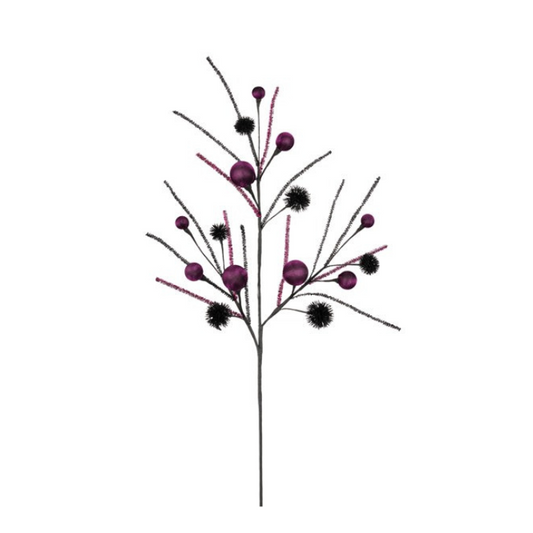 Purple & Black Halloween Tinsel Spray | Glitter Ball Floral Pick-HH133723 TCTCrafts