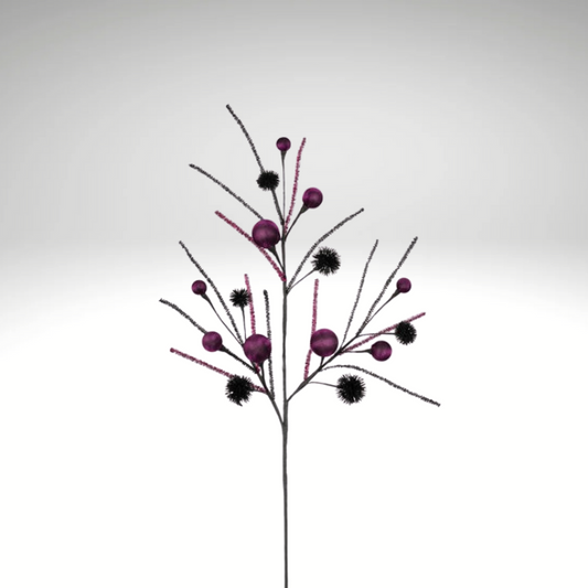 Purple & Black Halloween Tinsel Spray | Glitter Ball Floral Pick-HH133723 TCTCrafts