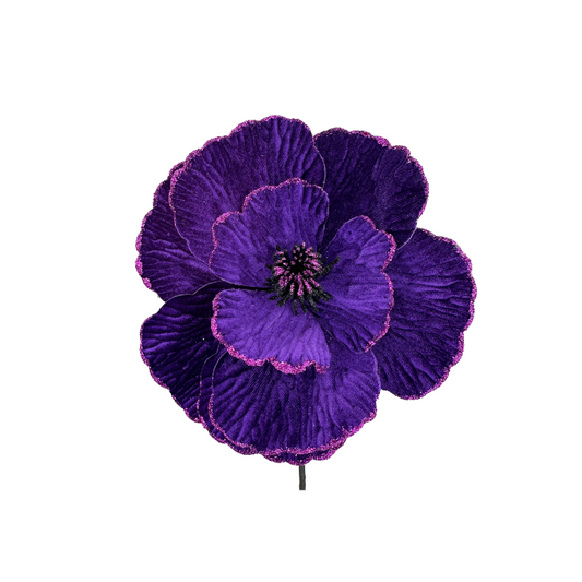 Velvet Fantasy Flower Pick – 9” Faux Floral in Black or Purple for Halloween & Gothic Decor Liberty Floral