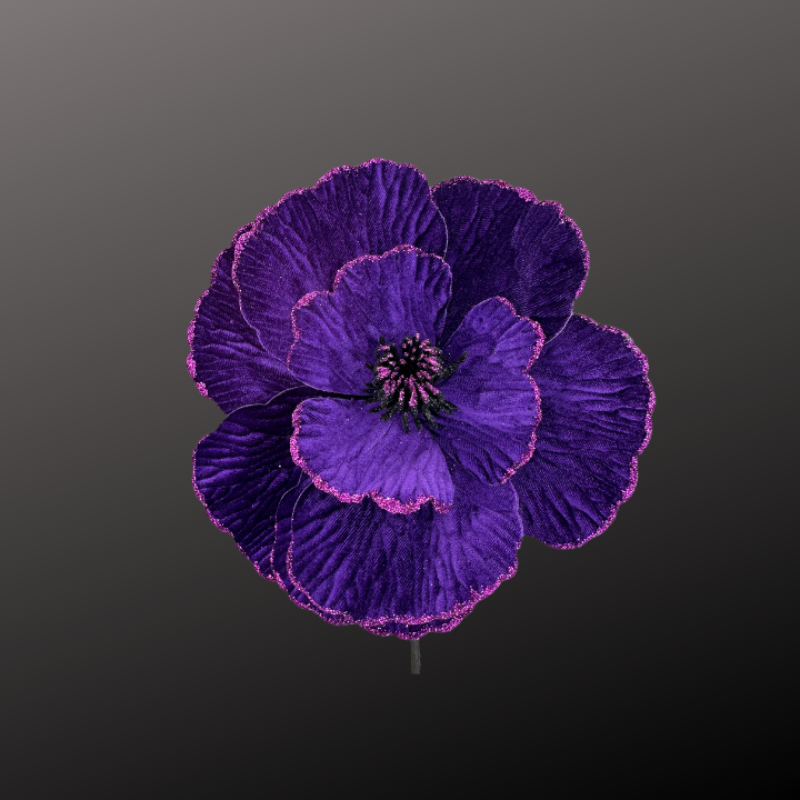 Velvet Fantasy Flower Pick – 9” Faux Floral in Black or Purple for Halloween & Gothic Decor Liberty Floral