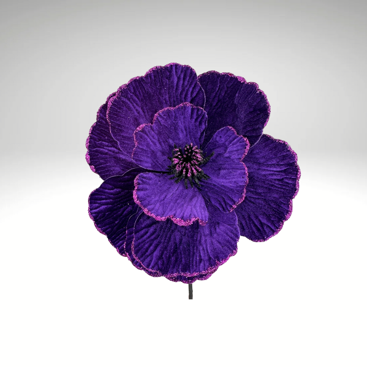 Velvet Fantasy Flower Pick – 9” Faux Floral in Black or Purple for Halloween & Gothic Decor Liberty Floral