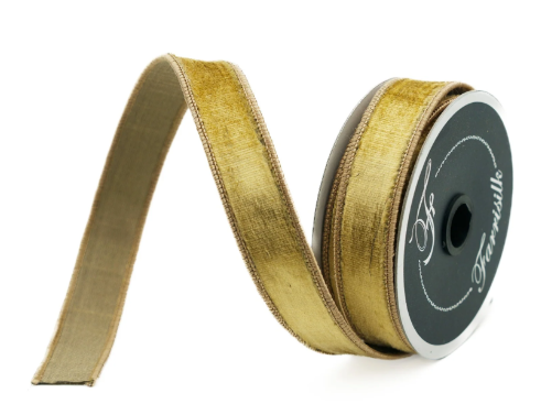 Luxurious Farrisilk 1" x 10 yd Gold Velvet Wired Ribbon | Premium Holiday Craft Supply-RG008-50 Farrisilk