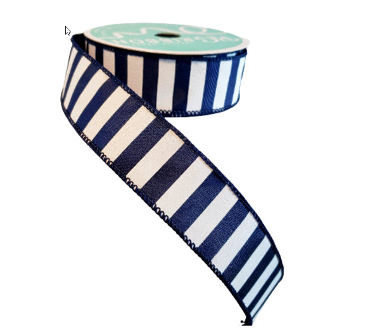 RG0177719-1.5"x10YD Horizontal Stripe-Navy Blue/White