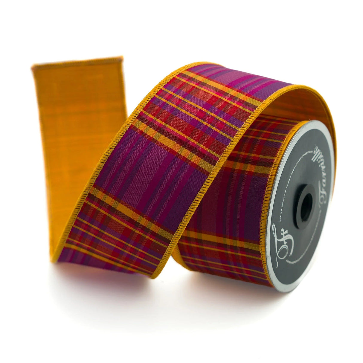 Farrisilk Candy Corn Plaid Wired Ribbon 2.5 Inch 10 Yards-RK402-27 Farrisilk