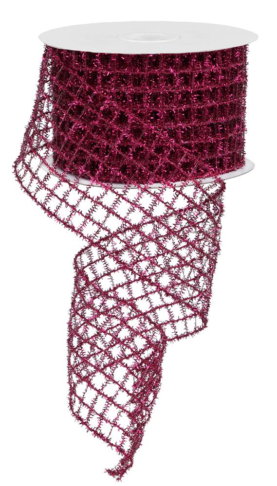 2.75"x10yd Fuchsia Tinsel Mesh Wired Ribbon – Glitter Ribbon for Wreaths & Holiday Décor -RM997607