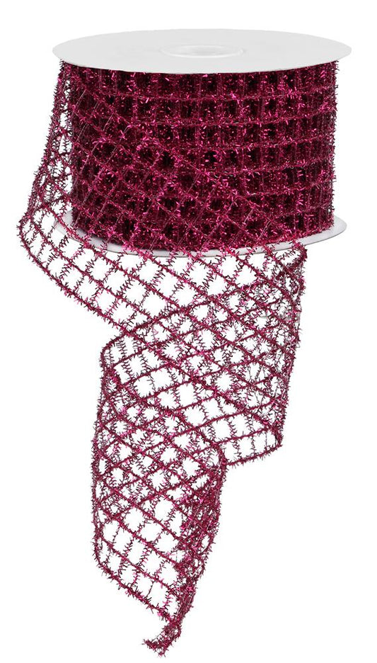 2.75"x10yd Fuchsia Tinsel Mesh Wired Ribbon – Glitter Ribbon for Wreaths & Holiday Décor -RM997607