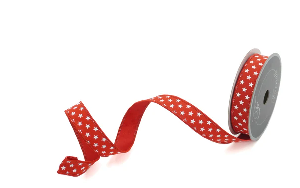 Farrisilk Red White Stars Wired Ribbon 1x10yd Patriotic Farrisilk