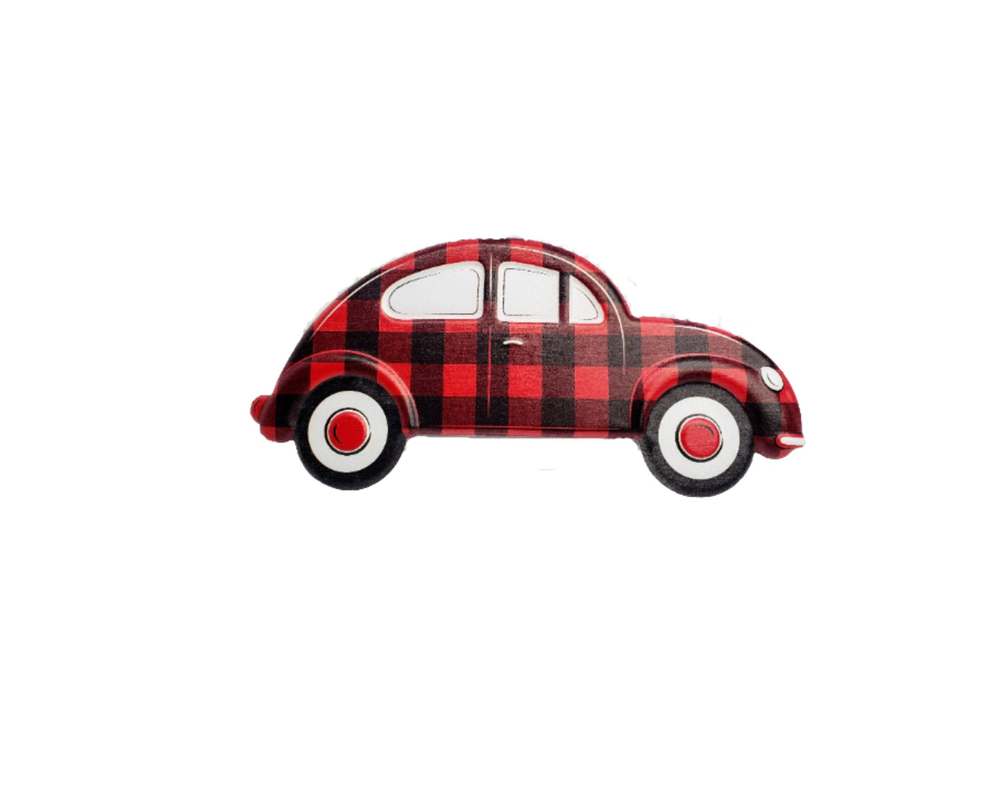 Vintage Bug Red/Black Metal Sign - 12"L x 5.5"H - Embossed Checked Design-MD066824 TCT Crafts