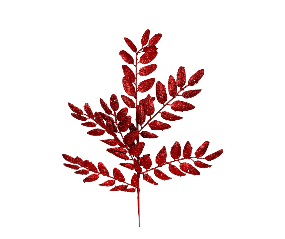 Bright Red Glitter Honey Locust Spray - Sparkly Floral Holiday Decoration-XS216924 TCT Crafts