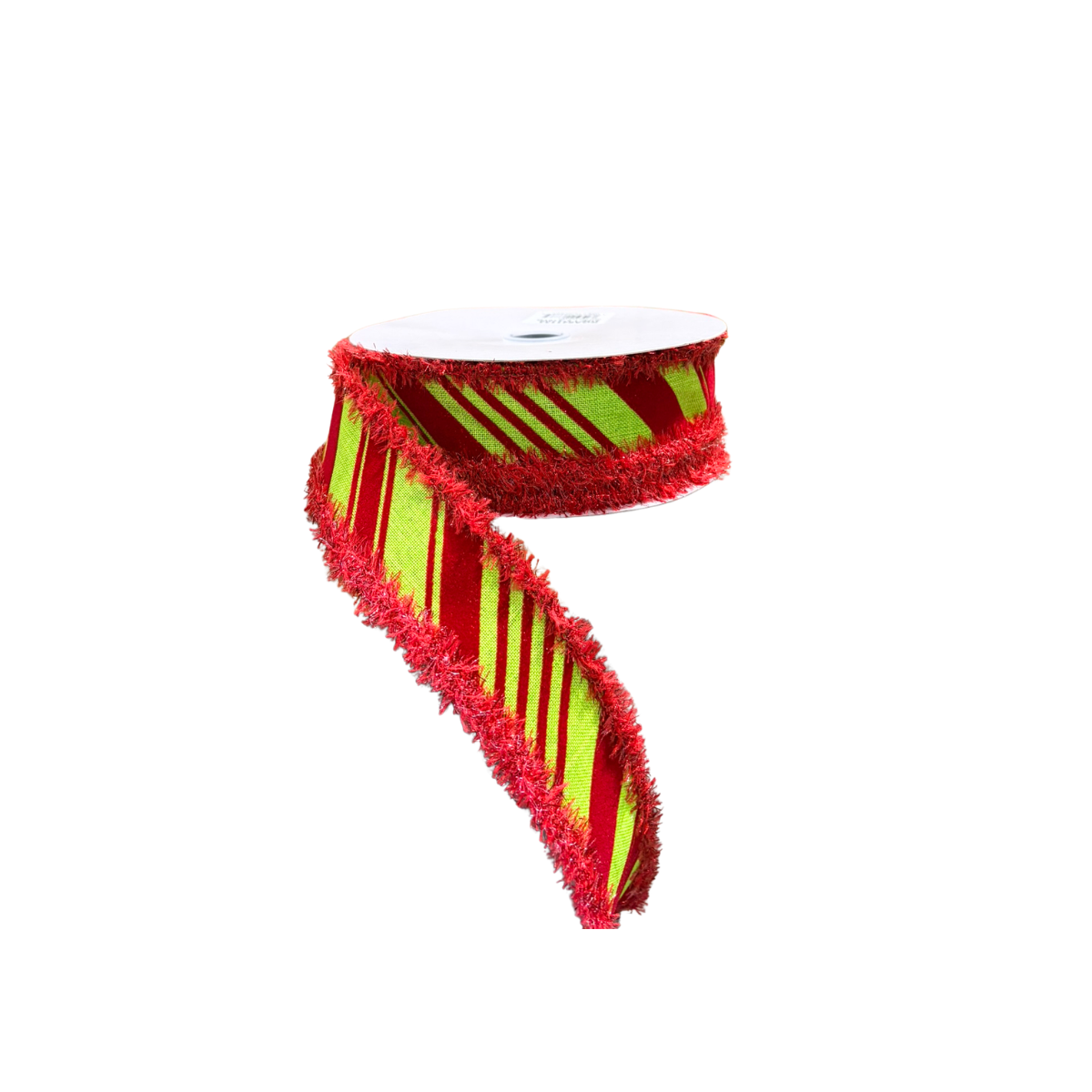 Lime Green Red Velvet Stripe Ribbon | Wired Christmas Velvet Ribbon | 1.5" x 10yd-RGA841133 Craig Bachman