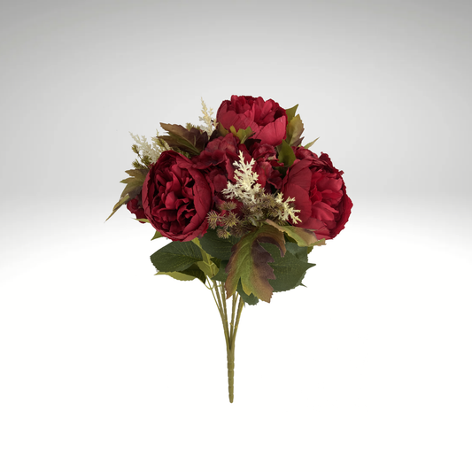 23" Red Peony & Hydrangea Bush – Full Mixed Floral Bush for Arrangements-20137-RD Golden Bell