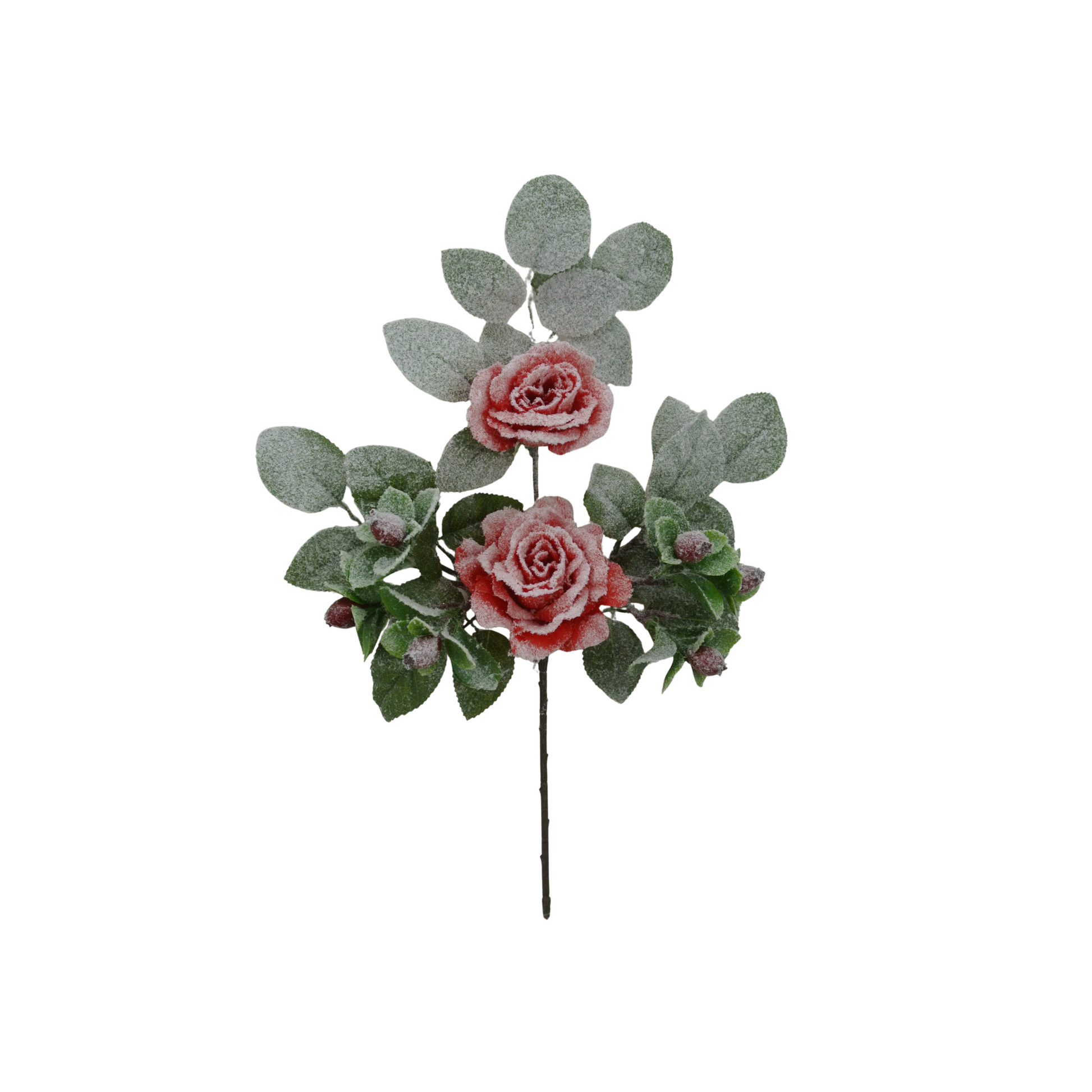 18" Red Rose Berry Spray – Flocked Artificial Rose Stem for Holiday Arrangements-83754-RD Golden Bell