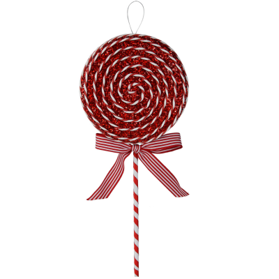 14" Red and White Lollipop Ornament - Festive Christmas Tree Decoration with Bow - Peppermint Themed Christmas - XJ449537 Craig Bachman