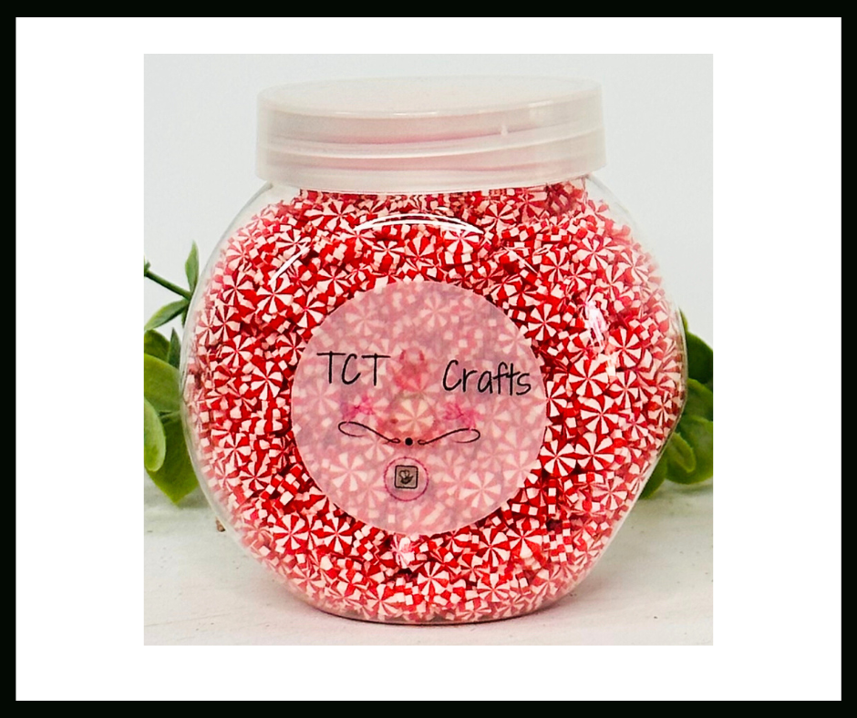 150g 5mm Red/White Peppermint Polymer Clay Sprinkle Mix - Perfect for Fake Bakes, Clay Art, Slime - Festive, Joyful, and Playful TCTCrafts
