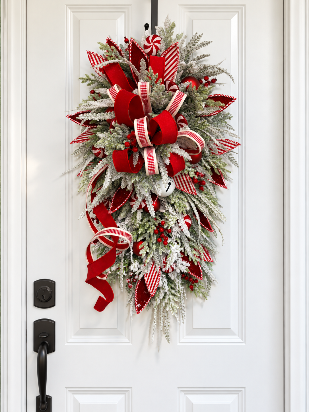 Red White Peppermint Christmas Swag | Candy Cane Front Door Decor | 40"Lx24"W-2204 TCT Crafts Designs & Decor