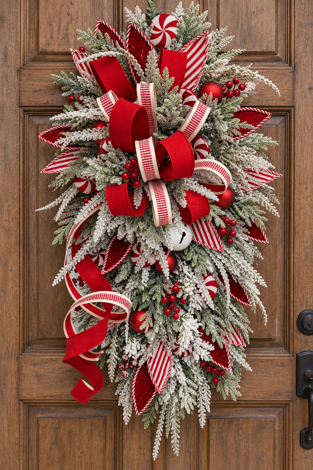 Red White Peppermint Christmas Swag | Candy Cane Front Door Decor | 40"Lx24"W-2204 TCT Crafts Designs & Decor