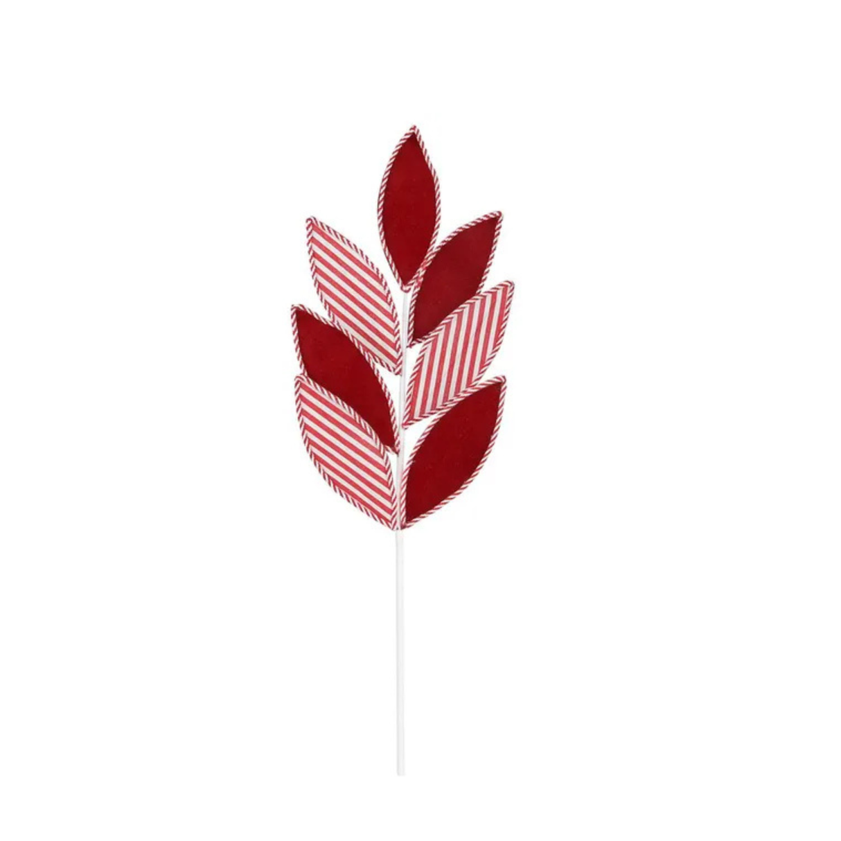 Red Velvet Stripe Leaf Spray Candy Cane Christmas Pick-XS221730 Craig Bachman