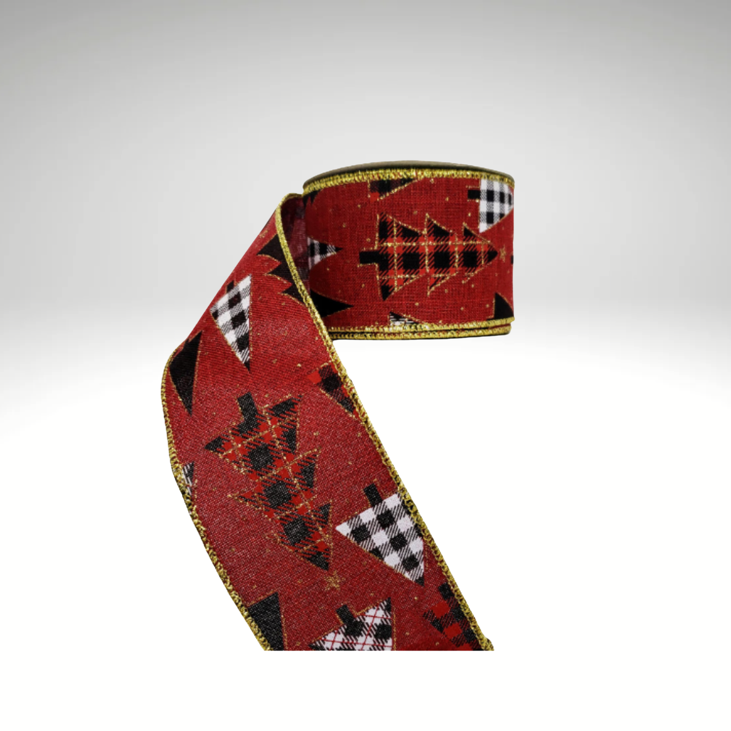Christmas Plaid Tree Ribbon 2.5 Inch x 10 Yard Burgundy Wired Ribbon-R9040-05 TCTCrafts
