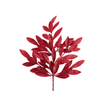 23" Glitter Leaf Spray - Sparkling Red Christmas Floral Accents-XS618224 Craig Bachman
