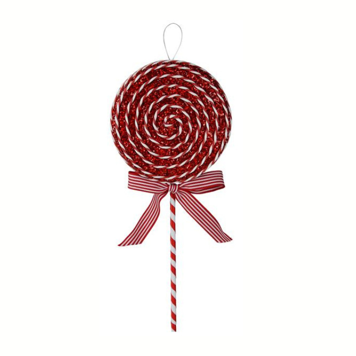 14" Red and White Lollipop Ornament - Festive Christmas Tree Decoration with Bow - Peppermint Themed Christmas - XJ449537 Craig Bachman