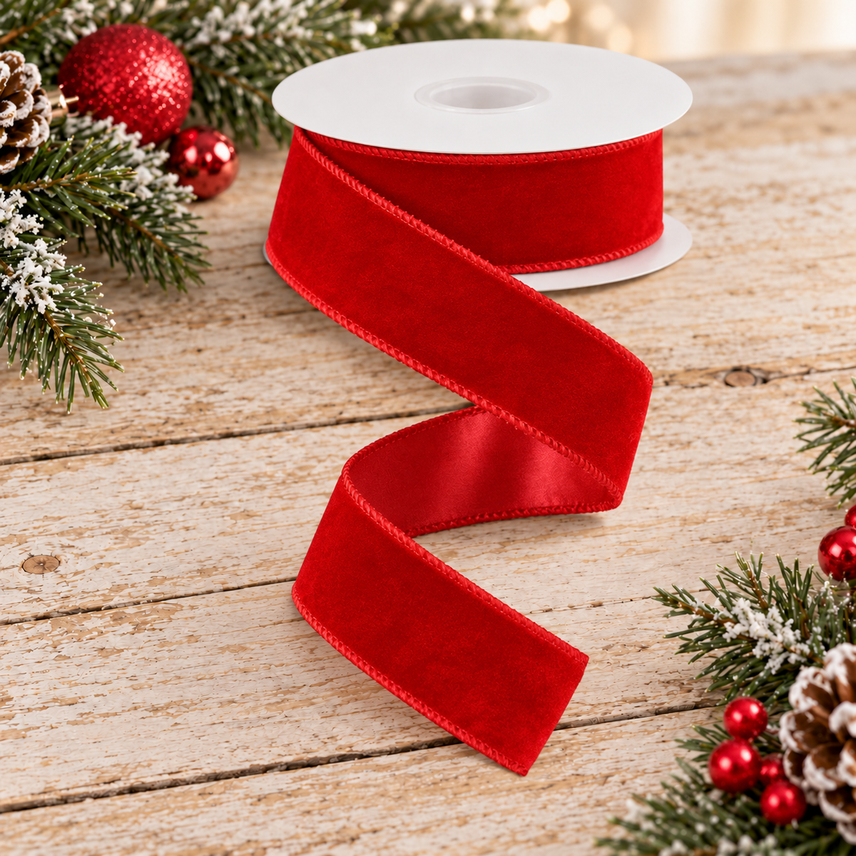 Red Velvet Ribbon | Wired Christmas Ribbon | 1.5" x 10yd-RGE165824 Craig Bachman