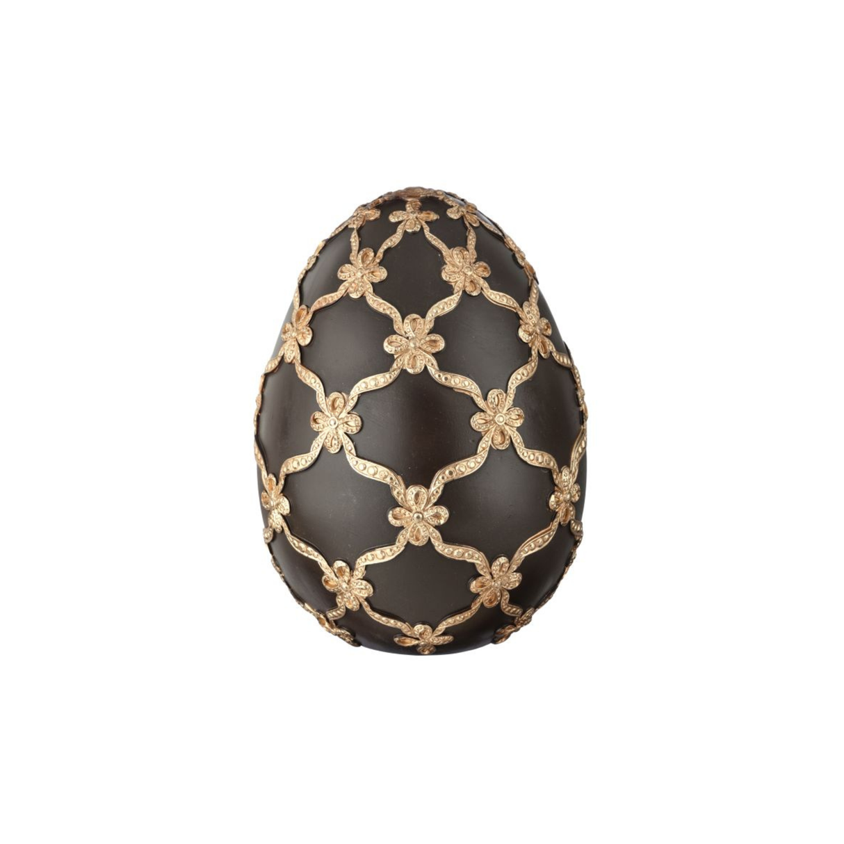 Chocolate Brown & Gold Gilded Lattice Decorative Egg Spring Decor-MT26232-CHCM
