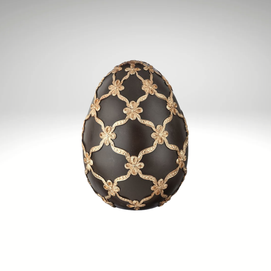 Chocolate Brown & Gold Gilded Lattice Decorative Egg Spring Decor-MT26232-CHCM