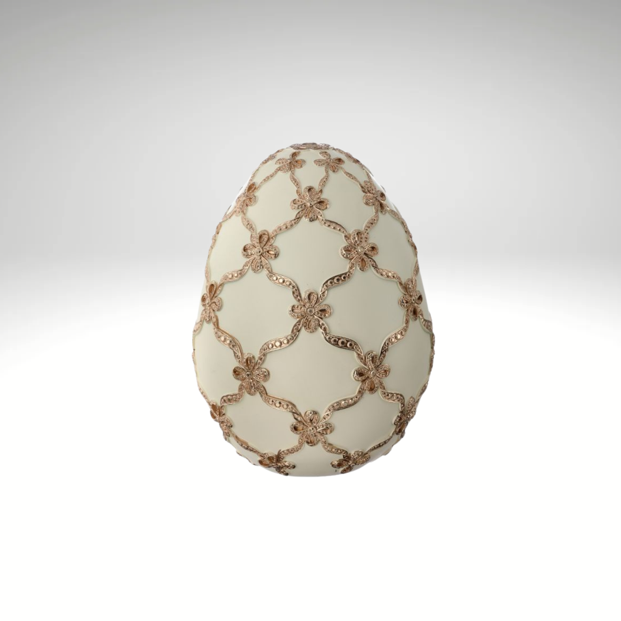 Ivory & Gold Gilded Lattice Decorative Egg Spring Decor-MT26232-IVCH