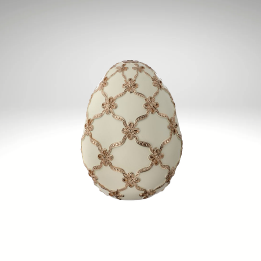 Ivory & Gold Gilded Lattice Decorative Egg Spring Decor-MT26232-IVCH