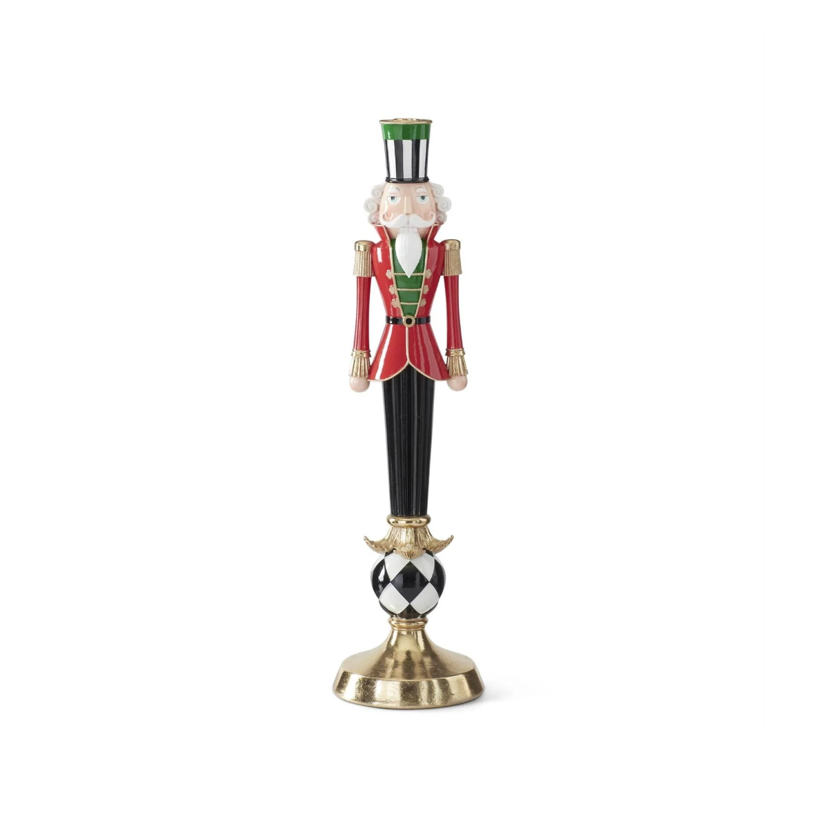 Harlequin Nutcracker Taper Candle Holder | Red Black White Green Resin Christmas Decor | 23.5"-56418B K & K Interiors