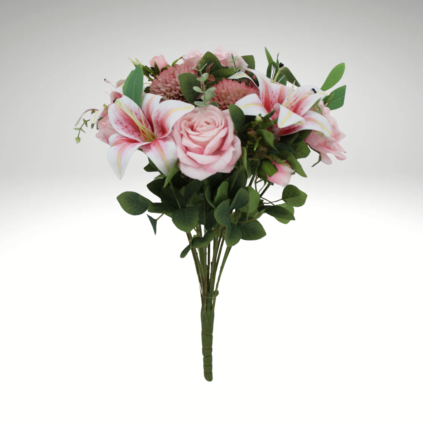 20 Inch Pink Rose Lily Bush | Artificial Floral Bush for Wreaths & Arrangements-85685-PK Golden Bell