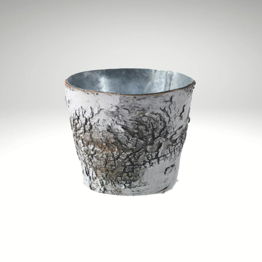 Rustic Birch Bark Planter 5" | Metal Zinc Lined Pot for Floral Arrangements-61762-00 Pioneer Imports