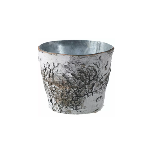 Rustic Birch Bark Planter 5" | Metal Zinc Lined Pot for Floral Arrangements-61762-00 Pioneer Imports