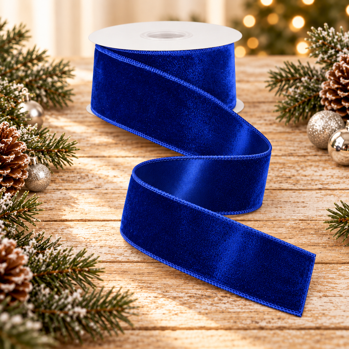 Royal Blue Velvet Ribbon | Wired Christmas Velvet Ribbon | 2.5" x 10yd-RGE165925 Craig Bachman