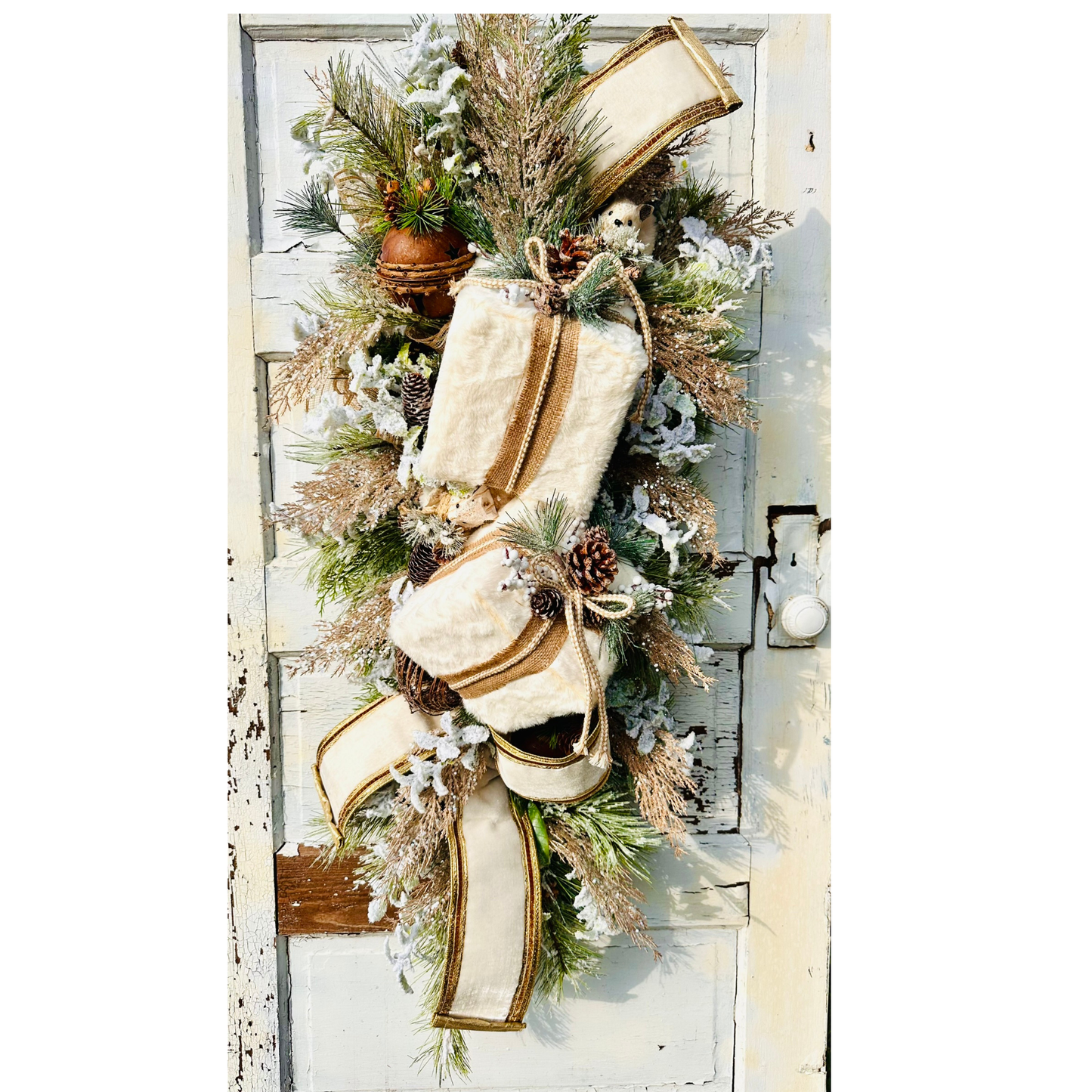Rustic Woodlands Winter Swag | Faux Fur Gift Box Christmas Door Decor TCT Crafts