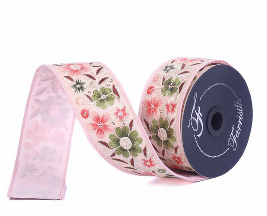 Farrisilk Posies Spring Wired Ribbon 2x5yd Floral-SR125-32 Farrisilk