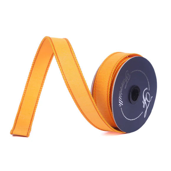 Farrisilk Orange Silky Sheen Wired Ribbon 1 Inch Designer Ribbon-SR154-52 Farrisilk