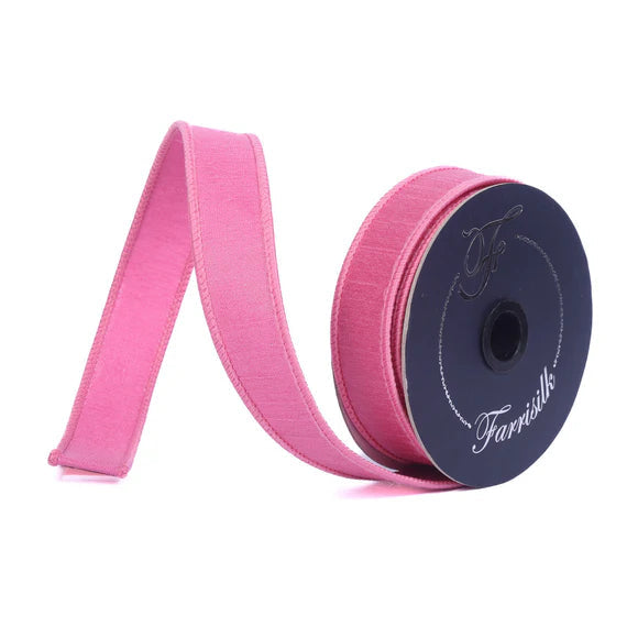 Farrisilk Bubblegum Pink Silky Sheen Wired Ribbon 1 Inch Designer Ribbon-SR154-74 Farrisilk