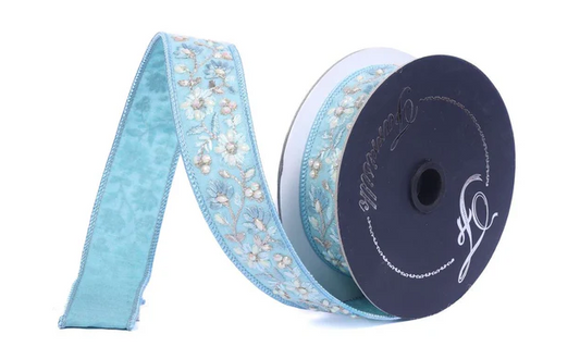 Farrisilk Spring Bling Blue Wired Ribbon 1.5x5yd-SR170-05 Farrisilk