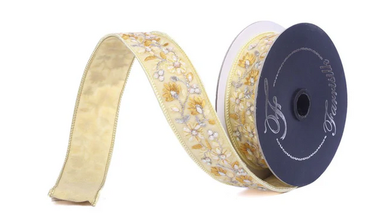 Farrisilk Spring Bling Yellow Wired Ribbon 1.5x5yd-SR170-46 Farrisilk
