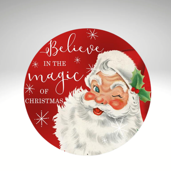 Santa “Believe” Christmas Sign 12" | Round Metal Holiday Wall Decor-AP0129 Craig Bachman