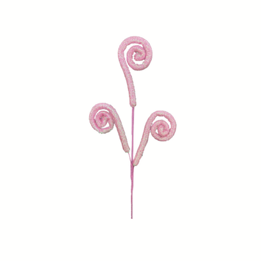 28'' Pink Shimmer Spiral Curly Spray - Glittery Floral Stem Decor-63601PK