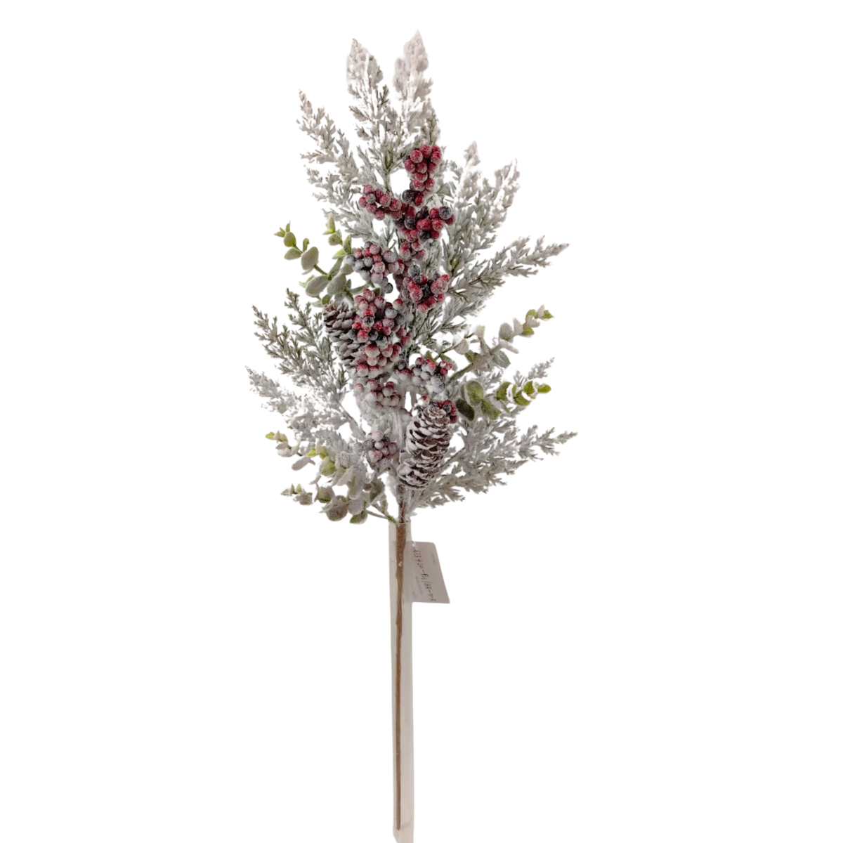 Snowed Cypress Berry Spray | Frosted Winter Pinecone Pick | 26" Spray-32293 Golden Bell